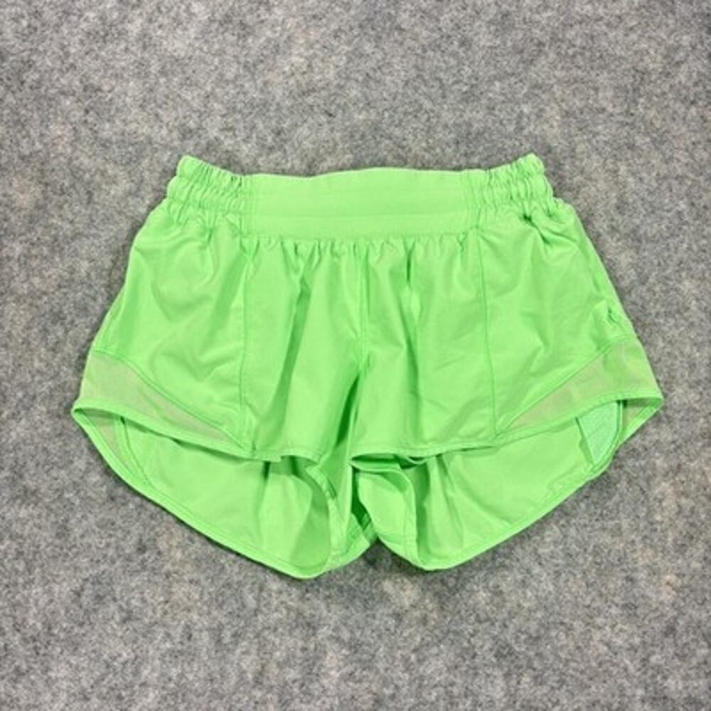 Lululemon Shorts Womens 4 Green Lined Running Athletic Gym Drawstring Hotty Hot